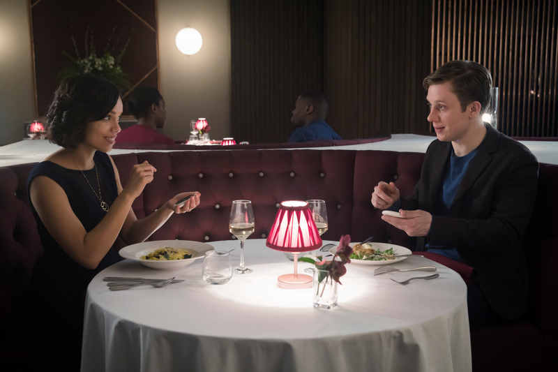 Georgina Campbell (left) and Joe Cole in “Hang The DJ” (Photo: Jonathan Prime/Netflix)